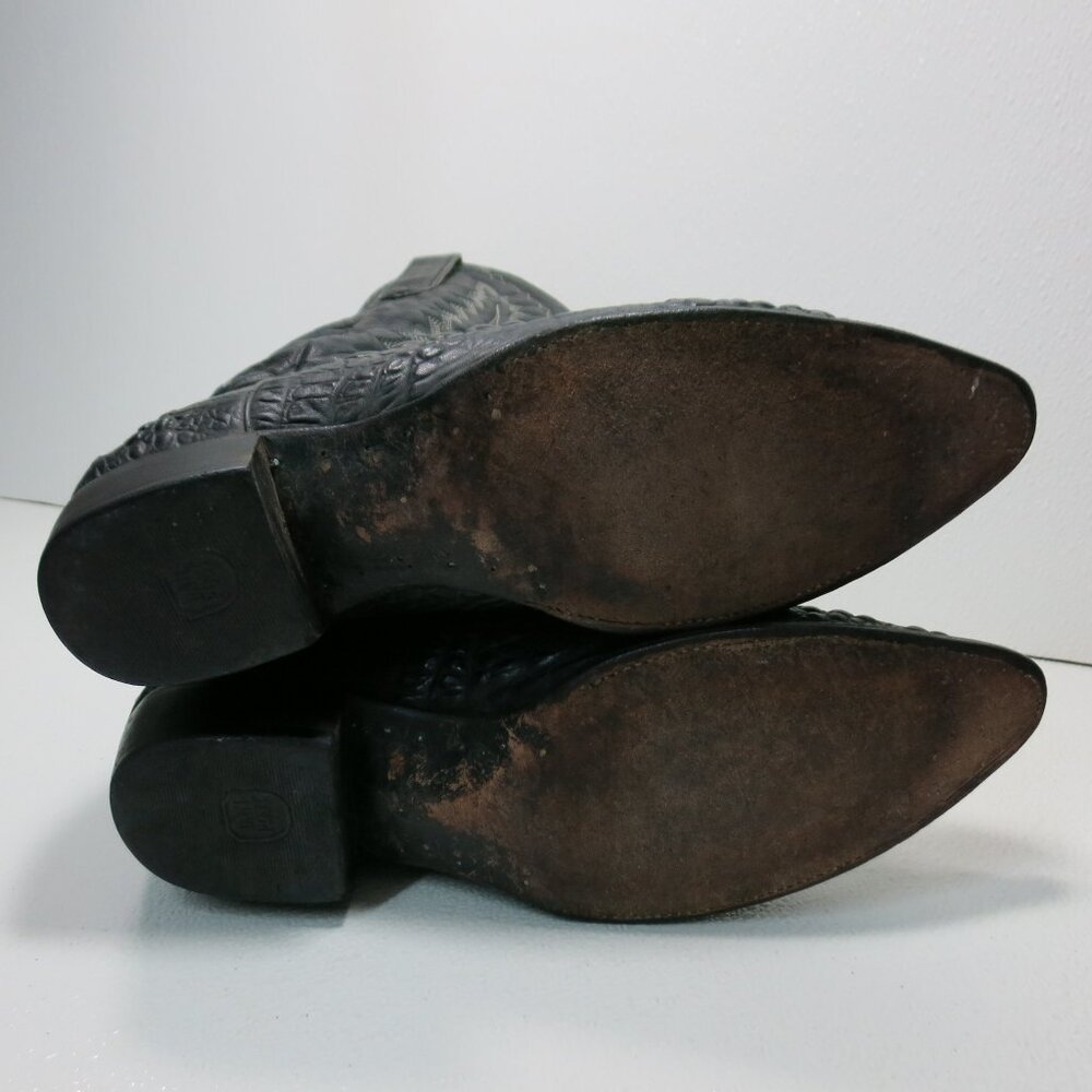 Dan Post Genuine Caiman Black Leather Cowboy Western Boots Shoes Footwear 12 D - Picture 3 of 8